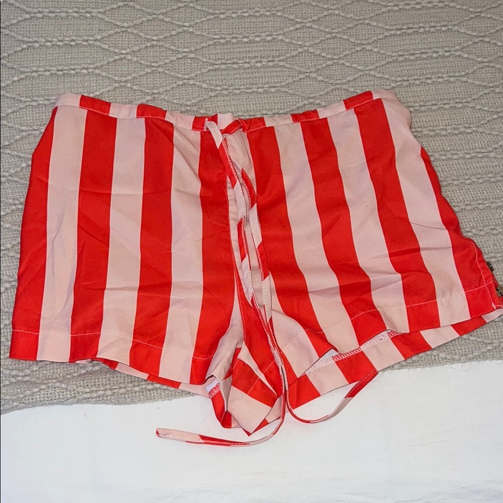 Red and Pink Striped Shorts